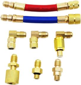 img 4 attached to 🚗 8Pcs Car Air Conditioning Refrigerant Adapter Hose Kit - R134A R12 Conversion Adapter Fittings Set