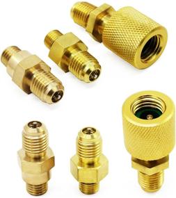 img 1 attached to 🚗 8Pcs Car Air Conditioning Refrigerant Adapter Hose Kit - R134A R12 Conversion Adapter Fittings Set