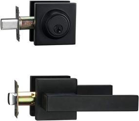 img 4 attached to 🔒 Matte Black Front Door Locksets with Deadbolt, Black Door Handles, Combination Door Lock, and Exterior Door Lever