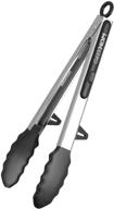 🍴 geekhom tongs: 12 inch stainless steel kitchen tongs with silicone tips and stands - heat resistant, non-stick cooking tool for serving, salad, pasta & bbq logo