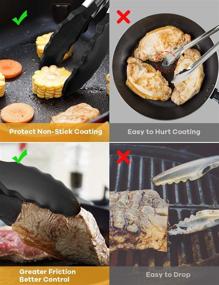 img 2 attached to 🍴 GEEKHOM Tongs: 12 Inch Stainless Steel Kitchen Tongs with Silicone Tips and Stands - Heat Resistant, Non-Stick Cooking Tool for Serving, Salad, Pasta & BBQ