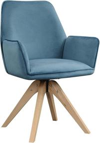 img 4 attached to 🪑 Miranda Swivel Accent Chair in Velvet Blue/Natural Wood by Convenience Concepts