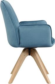 img 1 attached to 🪑 Miranda Swivel Accent Chair in Velvet Blue/Natural Wood by Convenience Concepts