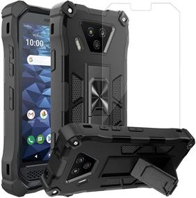 img 4 attached to 📱 Чехол Ailiber с защитным стеклом для Kyocera DuraForce Ultra 5G - магнитный держатель в автомобиле - подставка с поддержкой - прочный ударопрочный чехол для DuraForce Ultra 5G UW-Black