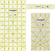 📏 dritz omnigrid quilting ruler set - rectangle shape: 1"x6", 4"x8", and 6"x12" - clear color logo