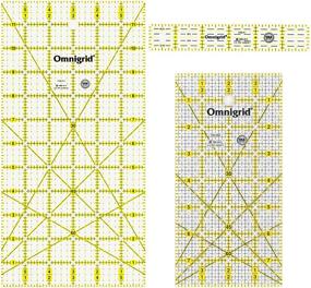 img 4 attached to 📏 Dritz Omnigrid Quilting Ruler Set - Rectangle Shape: 1"x6", 4"x8", and 6"x12" - Clear Color