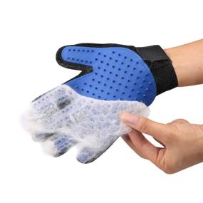 img 3 attached to Efficient Pet Grooming Glove Brush: Hair Remover Mitt for Dogs, Cats & Horses with Long & Short Fur - Ideal for Bathing, Massage & Enhanced Results