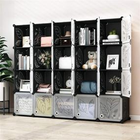 img 2 attached to 📦 Modular Plastic Cube Storage Organizer with Doors - 20 Cubes, Dark Black Panels & Translucent White Doors