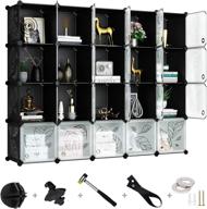 📦 modular plastic cube storage organizer with doors - 20 cubes, dark black panels & translucent white doors логотип