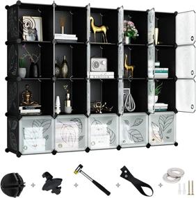 img 4 attached to 📦 Modular Plastic Cube Storage Organizer with Doors - 20 Cubes, Dark Black Panels & Translucent White Doors