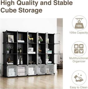 img 3 attached to 📦 Modular Plastic Cube Storage Organizer with Doors - 20 Cubes, Dark Black Panels & Translucent White Doors