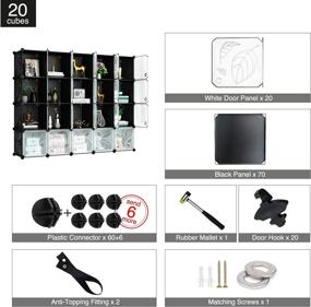 img 1 attached to 📦 Modular Plastic Cube Storage Organizer with Doors - 20 Cubes, Dark Black Panels & Translucent White Doors