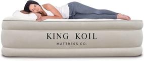 img 4 attached to 🛏️ King Koil California King Luxury Raised Air Mattress with Built-in Pump, Comfort Quilt Top | High Capacity Internal Pump for Home, Camping, Travel | 1-Year Manufacturer Guarantee