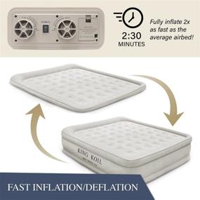img 2 attached to 🛏️ King Koil California King Luxury Raised Air Mattress with Built-in Pump, Comfort Quilt Top | High Capacity Internal Pump for Home, Camping, Travel | 1-Year Manufacturer Guarantee