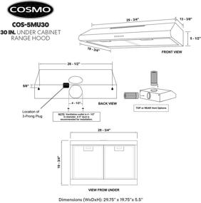 img 1 attached to 🔥 Cosmo COS-5MU30 30 inch Under Cabinet Range Hood – Ductless Convertible Duct, Slim Kitchen Stove Vent with 3-Speed Exhaust Fan, Reusable Stainless Steel Filter, and LED Lights