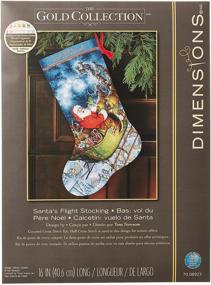 img 4 attached to 🧵 Personalized Christmas Stocking Kit: Dimensions Gold Collection Counted Cross Stitch 'Santa's Flight', 16 Count Grey Aida, 16'' for a Memorable Holiday