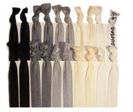 💇 kenz laurenz hair ties ponytail holders - 20 pack, black ombre no crease elastic styling accessories" logo