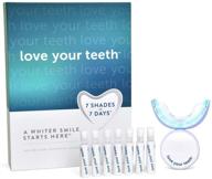 набор для отбеливания зубов "love your teeth" - продвинутая система светодиодного синего света для домашнего отбеливания зубов - клинически доказанный отбеливающий набор для окрашенных зубов - достигайте белесого оттенка на 7 тонов в течение всего 7 дней. логотип