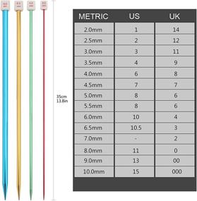 img 3 attached to 🧶 BCMRUN 28Pcs/14 Pairs Stainless Steel Knitting Needles Set, Colored Straight Single Pointed Metal Needles, 14 Sizes from 2.0mm-10.0mm, 13.8 Inches Length for Handmade DIY Knitting Projects