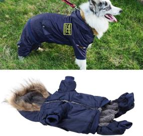 img 3 attached to Winter Padded Waterproof Fleece Coat for Dogs - Tabpole Dog Fashion Hooded Warm Jumpsuit - Pet Puppy Cat Jacket Snowsuit Airman Clothes Apparel XS-XL