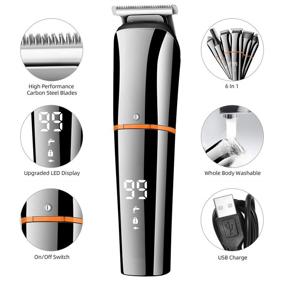 img 1 attached to 🧔 Cordless 6-in-1 Beard Trimmer for Men - Hair Clippers, Body Groomer, Mustache & Nose Hair, Waterproof & Fast Rechargeable - Multi-functional Grooming Kit with USB