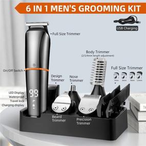 img 2 attached to 🧔 Cordless 6-in-1 Beard Trimmer for Men - Hair Clippers, Body Groomer, Mustache & Nose Hair, Waterproof & Fast Rechargeable - Multi-functional Grooming Kit with USB