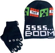 🧥 warm up with the minecraft boys roll down beanie hat and gloves winter set logo