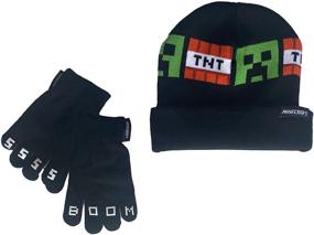 img 3 attached to 🧥 Warm Up with the Minecraft Boys Roll Down Beanie Hat and Gloves Winter Set