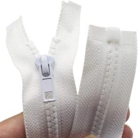 img 3 attached to 🔌 YaHoGa 2PCS 26 Inch #5 Separating Jacket Zippers for Sewing Coats - White Molded Plastic Zipper Bulk Pack (26&#34; White)