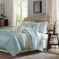 🛏️ madison park amherst faux silk comforter set with casual contemporary design - all season down alternative bedding, matching shams, bedskirt, decorative pillows - queen size (90"x90"), green color - 7 piece set (mp10-846) logo