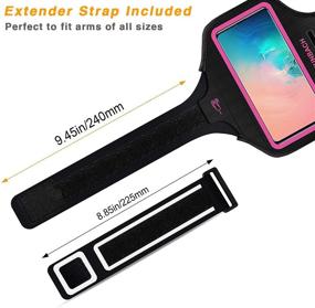 img 3 attached to 🏻 Stay Active with the Galaxy S20+/S10+/S9+/S8+ Armband by RUNBACH - Sweatproof Sportband Bag with Fingerprint Touch, Key Holder, and Card Slot (Pink)