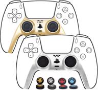[2 pack] jusy decoration shell for ps5 controllers: custom faceplate replacement with accessories - gold+silver логотип