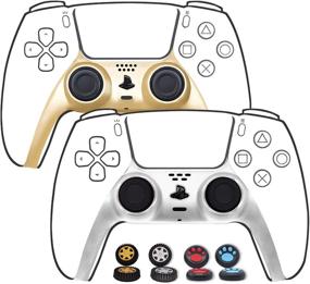 img 4 attached to [2 Pack] Jusy Decoration Shell for PS5 Controllers: Custom Faceplate Replacement with Accessories - Gold+Silver