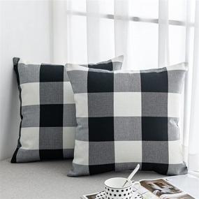 img 4 attached to 🐃 Anickal Set of 2 Buffalo Check Plaid Pillow Covers: Christmas Farmhouse Rustic Decor for Home Sofa Couch 18x18 Inch