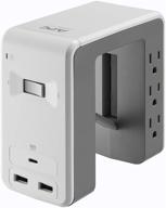 💡 apc desk mount power station pe6u21w, u-shaped surge protector with usb ports (3), desk clamp, 6 outlet, 1080 joules in white logo