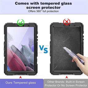 img 3 attached to Samsung Galaxy Tab A7 Lite Case 8.7 inch 2021 (SM-T220 SM-T225), Ambison Full Body Case with Tempered Glass Screen Protector, 360° Rotatable Kickstand/Hand Strap, Shoulder Strap - Black