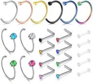 💎 zolure 20g surgical stainless steel nose rings - stylish hoop and stud designs for nostril piercing logo