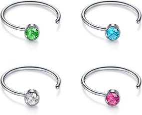 img 2 attached to 💎 Zolure 20G Surgical Stainless Steel Nose Rings - Stylish Hoop and Stud Designs for Nostril Piercing