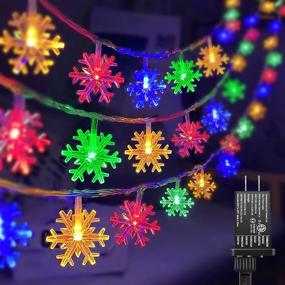 img 4 attached to 🎄 Multicolor 100 LED Christmas Snowflake Lights: Waterproof Xmas Decorations for Indoor Use - 32ft Fairy String Lights with 8 Modes