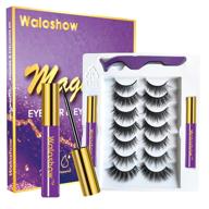 waterproof magnetic eyelashes and eyeliner kit | easy-to-wear 3d magic eyelashes set with 7 pairs reusable false eyelashes, tweezer, and long-lasting eyeliners | natural look for all occasions, no glue required logo