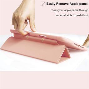 img 1 attached to 🎨 Kenke iPad 9.7 2018/2017 Case with Pencil Holder and Trifolding Stand - Pink