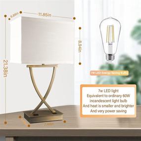 img 3 attached to 💡 Oyedis 3-Way Dimmable Touch Control Table Lamp with USB Charging Port and AC Outlet - White Linen Shade Bedside Lamp for Bedroom, Living Room, Office, and Hotel - Bulb Included