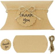 🎁 100pcs kraft pillow box 5x3.5 inch candy favor paper box for wedding party, jewelry packaging box with 100pcs tags and jute twines by ingtall logo