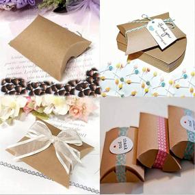 img 3 attached to 🎁 100pcs Kraft Pillow Box 5x3.5 Inch Candy Favor Paper Box for Wedding Party, Jewelry Packaging Box with 100pcs Tags and Jute Twines by IngTall