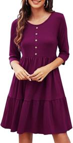 img 4 attached to Sureple Womens Dresses Pockets Burgundy L Women's Clothing for Dresses