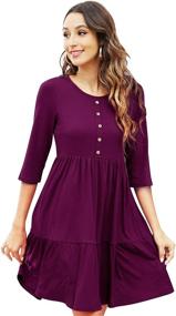 img 3 attached to Sureple Womens Dresses Pockets Burgundy L Women's Clothing for Dresses