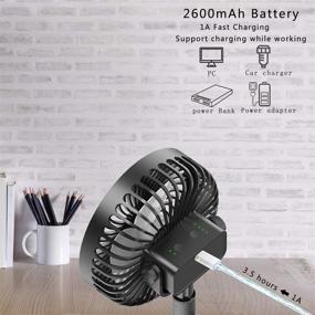 img 2 attached to 🌬️ Quiet Portable Desk Fan for Office and Home - Rechargeable, 360° Rotation, 4 Speeds, Timing Setting, Ideal for Treadmill