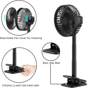 img 1 attached to 🌬️ Quiet Portable Desk Fan for Office and Home - Rechargeable, 360° Rotation, 4 Speeds, Timing Setting, Ideal for Treadmill