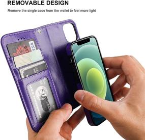 img 2 attached to Bocasal Compatible With IPhone 12 Mini Wallet Case With Card Holder PU Leather Magnetic Detachable Kickstand Shockproof Wrist Strap Removable Flip Cover (Purple)