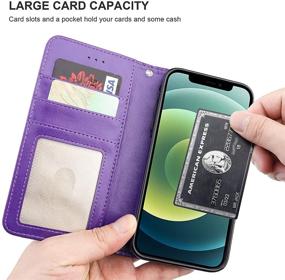 img 1 attached to Bocasal Compatible With IPhone 12 Mini Wallet Case With Card Holder PU Leather Magnetic Detachable Kickstand Shockproof Wrist Strap Removable Flip Cover (Purple)